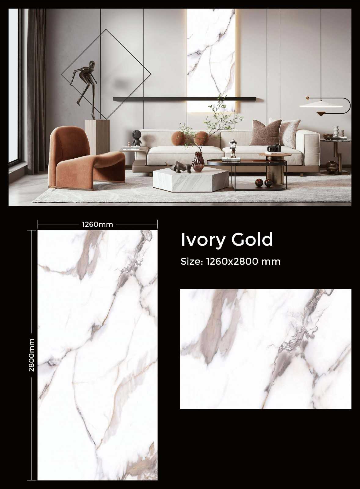 Ivory Gold UV polished marble wall panel