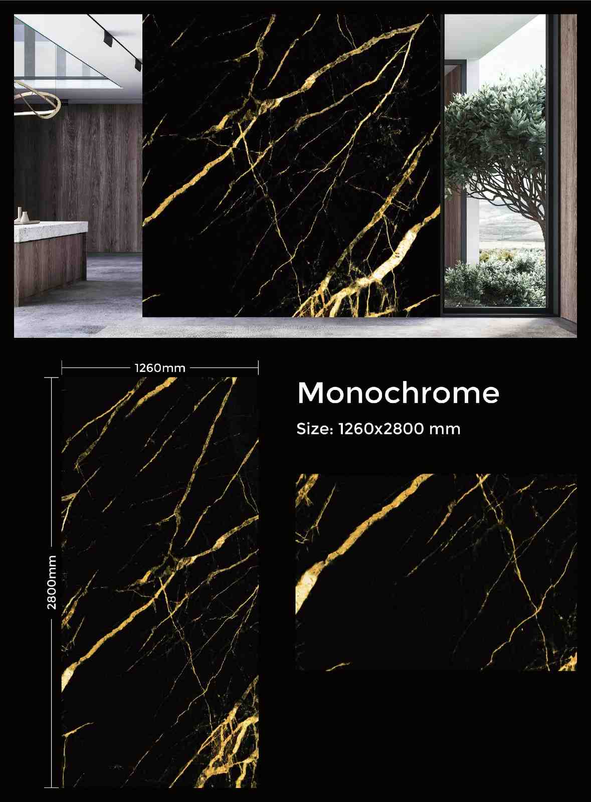 Monochrome UV polished marble wall panel